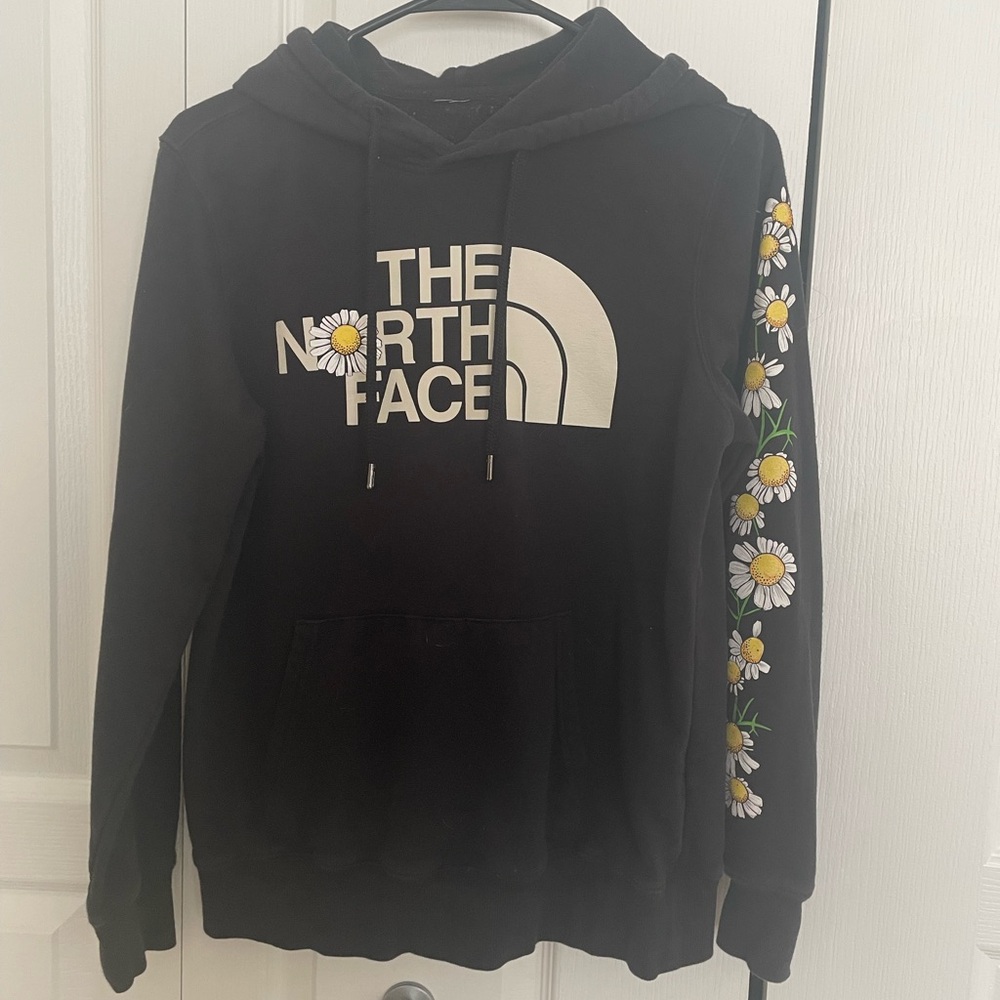 The North Face Black Hoodie with Floral Sleeve
